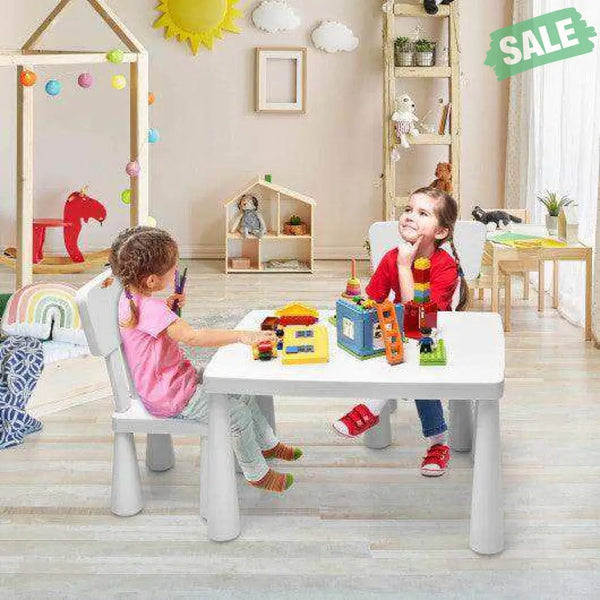 3 Pieces Toddler Multi Activity Play Dining Study Kids Table and Chair Set-Blue Blue Kids Table & Chair Sets