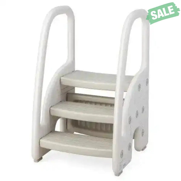 3-Step Stool with Safety Handles and Non-slip Pedals for Toddlers-Gray Toddler & Kids Furniture