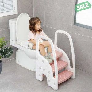 3-Step Stool with Safety Handles and Non-slip Pedals for Toddlers-Gray Toddler & Kids Furniture