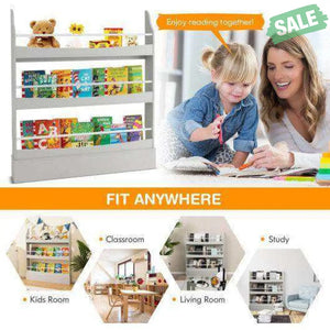 3-Tier Bookshelf with 2 Anti-Tipping Kits for Books and Magazines-Gray Kids Storage