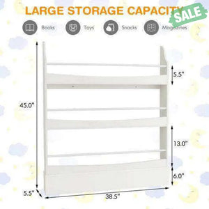 3-Tier Bookshelf with 2 Anti-Tipping Kits for Books and Magazines-Gray Kids Storage