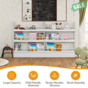 3-Tier Bookshelf with 2 Anti-Tipping Kits for Books and Magazines-Gray Kids Storage