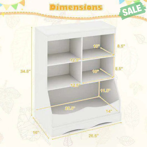 3-Tier Children’s Multi-Functional Bookcase Toy Storage Bin Floor Cabinet-Gray Gray Kids Storage