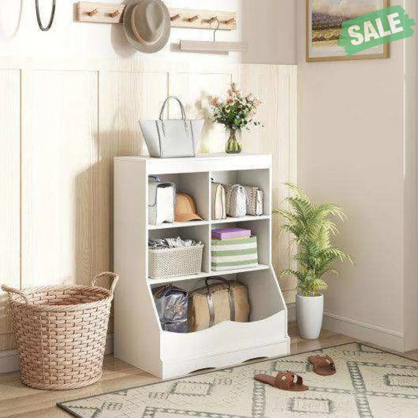 3-Tier Children’s Multi-Functional Bookcase Toy Storage Bin Floor Cabinet-Gray Gray Kids Storage