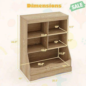 3-Tier Children’s Multi-Functional Bookcase Toy Storage Bin Floor Cabinet-Gray Gray Kids Storage