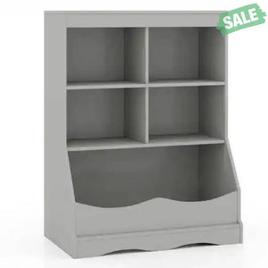 3-Tier Children’s Multi-Functional Bookcase Toy Storage Bin Floor Cabinet-Gray Gray Kids Storage