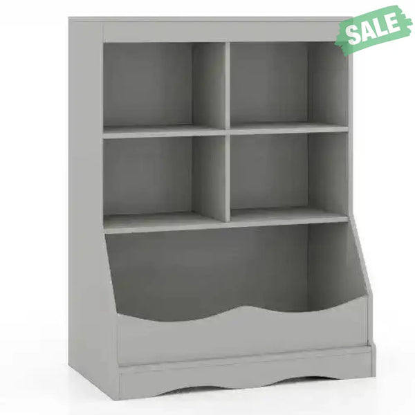 3-Tier Children’s Multi-Functional Bookcase Toy Storage Bin Floor Cabinet-Gray Gray Kids Storage
