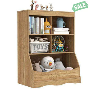 3-Tier Children’s Multi-Functional Bookcase Toy Storage Bin Floor Cabinet-Gray Gray Kids Storage
