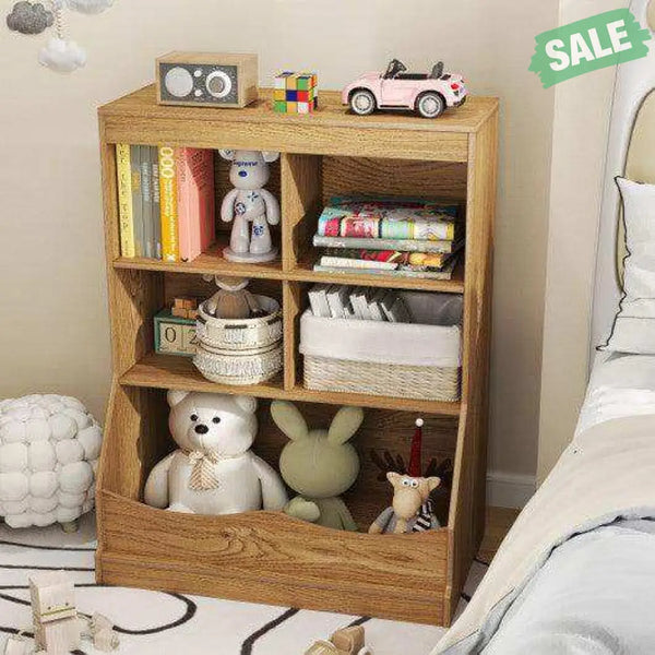 3-Tier Children’s Multi-Functional Bookcase Toy Storage Bin Floor Cabinet-Gray Gray Kids Storage