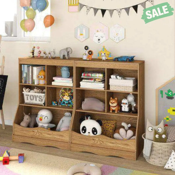 3-Tier Children’s Multi-Functional Bookcase Toy Storage Bin Floor Cabinet-Gray Gray Kids Storage