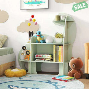 3-Tier Dinosaur Kids Bookshelf for Children-Green Green Kids Storage