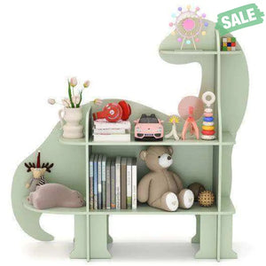 3-Tier Dinosaur Kids Bookshelf for Children-Green Green Kids Storage