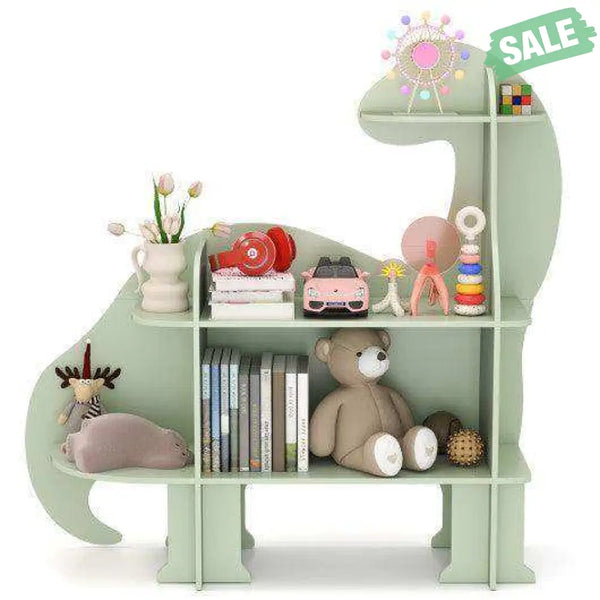3-Tier Dinosaur Kids Bookshelf for Children-Green Green Kids Storage