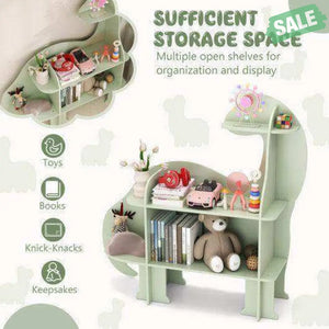 3-Tier Dinosaur Kids Bookshelf for Children-Green Green Kids Storage
