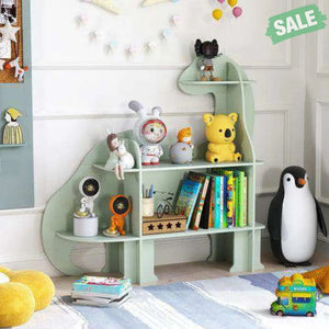 3-Tier Dinosaur Kids Bookshelf for Children-Green Green Kids Storage