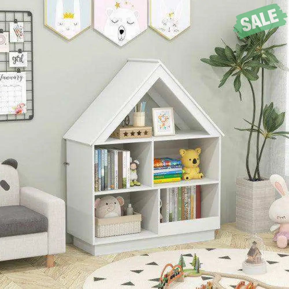 3 Tier House Shaped Toy Storage Organizer Open Shelves
