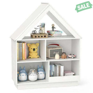 3-Tier House-Shaped Toy Storage Organizer with Open Shelves-White Kids Storage