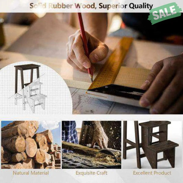 3 Tier Step Stool 3 in 1 Folding Ladder Bench-White White Toddler & Kids Furniture