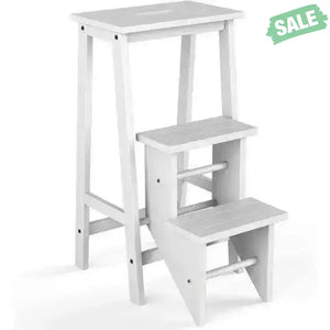 3 Tier Step Stool 3 in 1 Folding Ladder Bench-White White Toddler & Kids Furniture