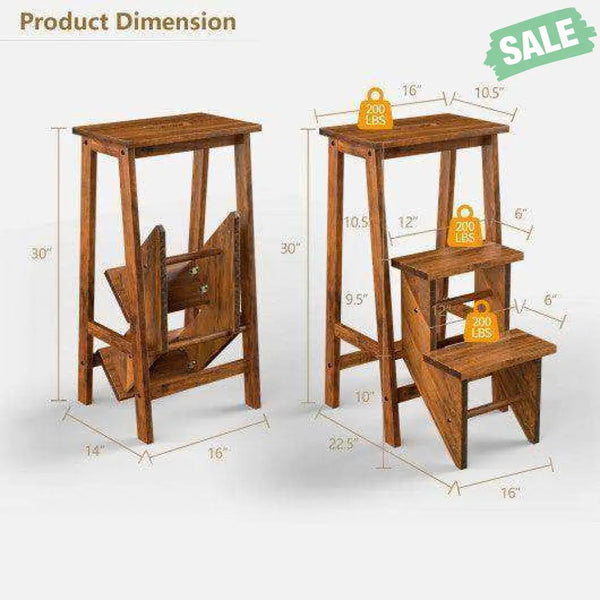 3 Tier Step Stool 3 in 1 Folding Ladder Bench-White White Toddler & Kids Furniture