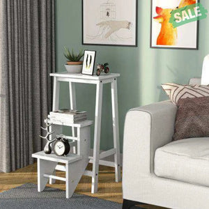 3 Tier Step Stool 3 in 1 Folding Ladder Bench-White White Toddler & Kids Furniture