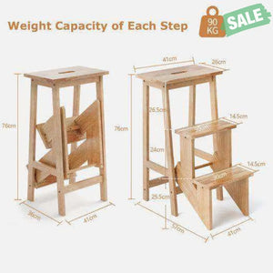 3 Tier Step Stool 3 in 1 Folding Ladder Bench-White White Toddler & Kids Furniture