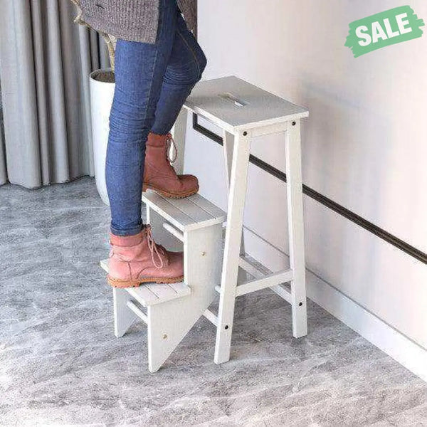 3 Tier Step Stool 3 in 1 Folding Ladder Bench-White White Toddler & Kids Furniture
