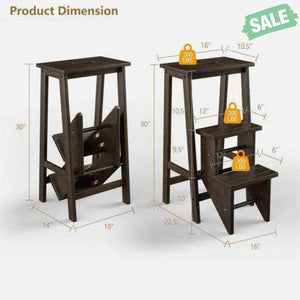 3 Tier Step Stool 3 in 1 Folding Ladder Bench-White White Toddler & Kids Furniture