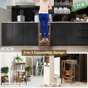 3 Tier Step Stool 3 in 1 Folding Ladder Bench-White White Toddler & Kids Furniture