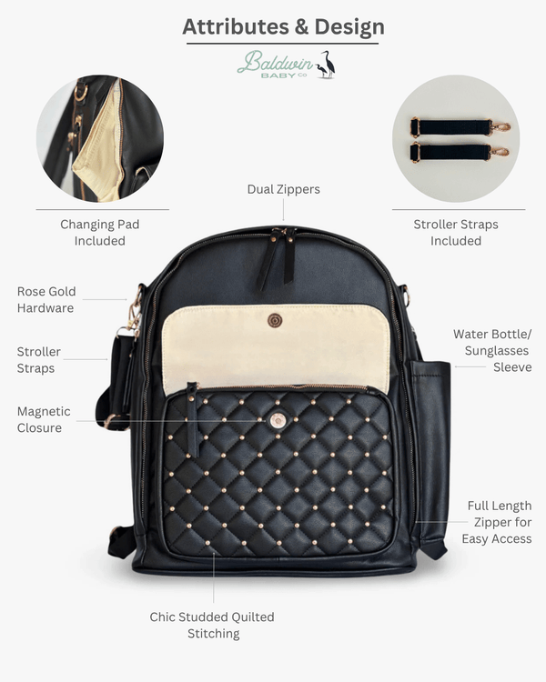 The Daphne Diaper Bag - Onyx