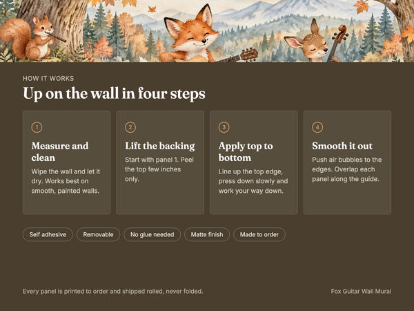 Watercolor Fox Guitar Wall Mural, image 9