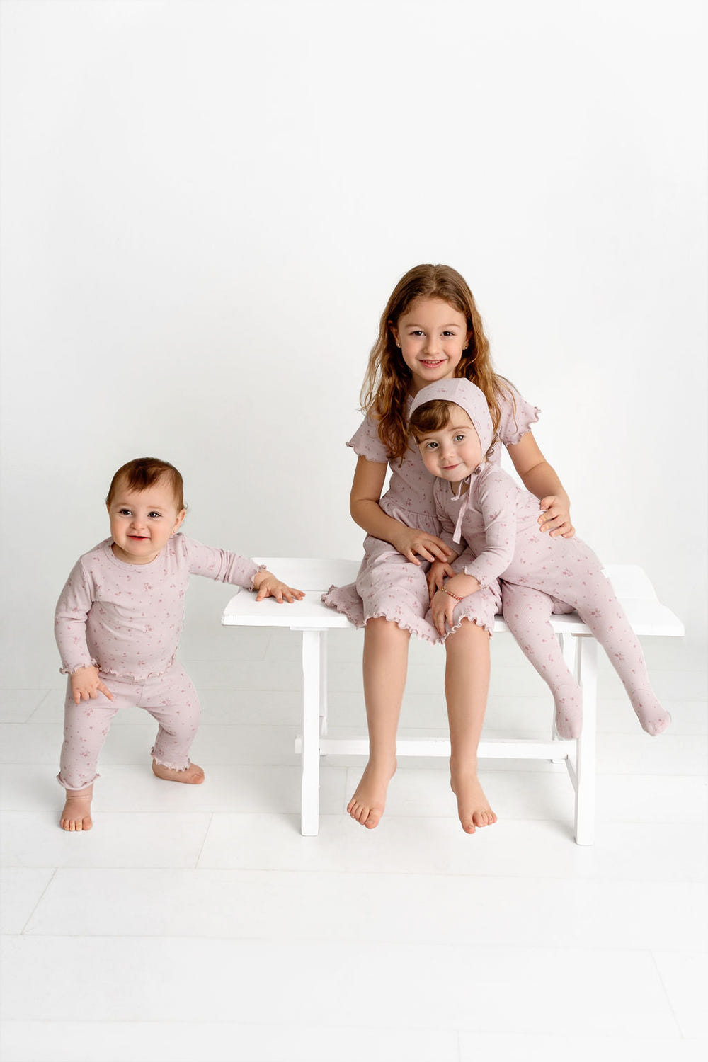 Floral long sleeve two-piece set for babies, perfect for stylish and comfortable outfits.