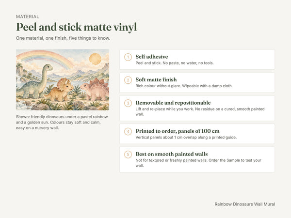Watercolor Rainbow Dinosaurs Wall Mural, image 7