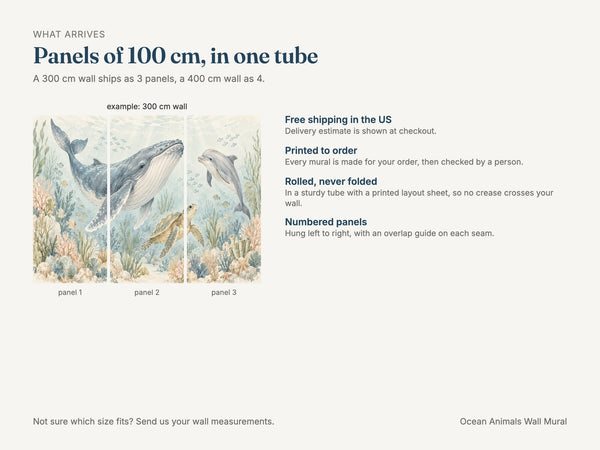 Watercolor Ocean Animals Wall Mural, image 5