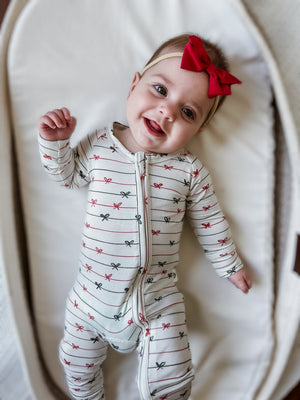 Tied with a Bow Christmas Bamboo Zippy Pajamas