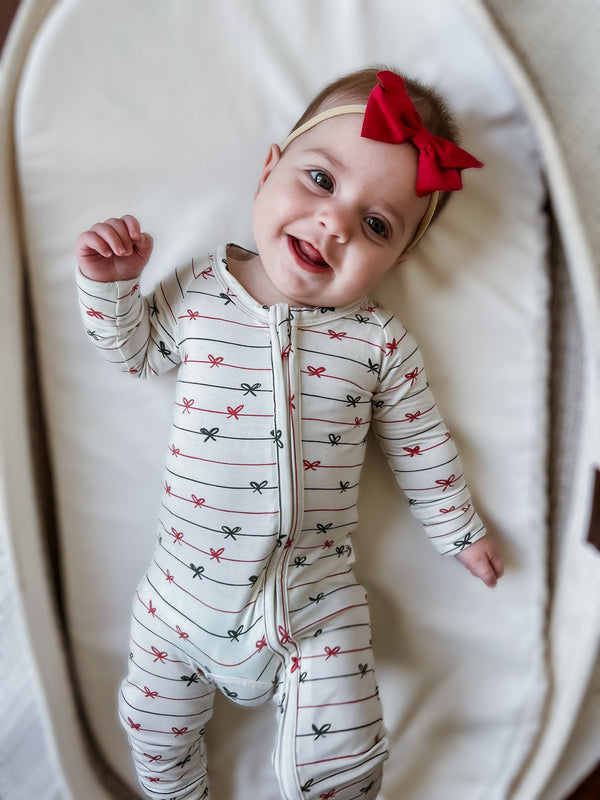 Tied with a Bow Christmas Bamboo Zippy Pajamas