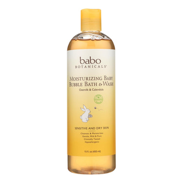 Babo Botanicals Moisturizing Oatmeal Baby Bubble Bath & Wash, 15 Oz