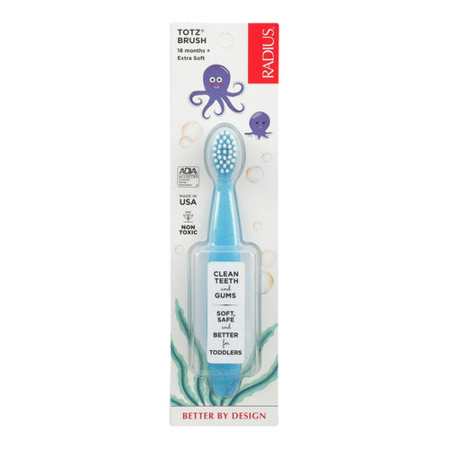 Radius Totz Toothbrush for Toddlers, pack of 6, extra soft bristles for gentle oral care, suitable for 18+ months.