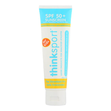 Thinksport Mineral Kids Sunscreen SPF 50+, safe and effective, 3-pack for baby health protection.