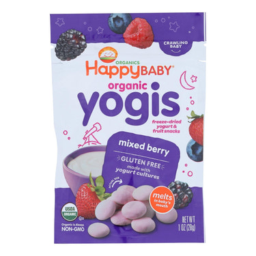 Happy Baby Organic Superfoods Yogurt & Fruit Snacks Mixed Berry (Pack of 8) - 1 Oz
