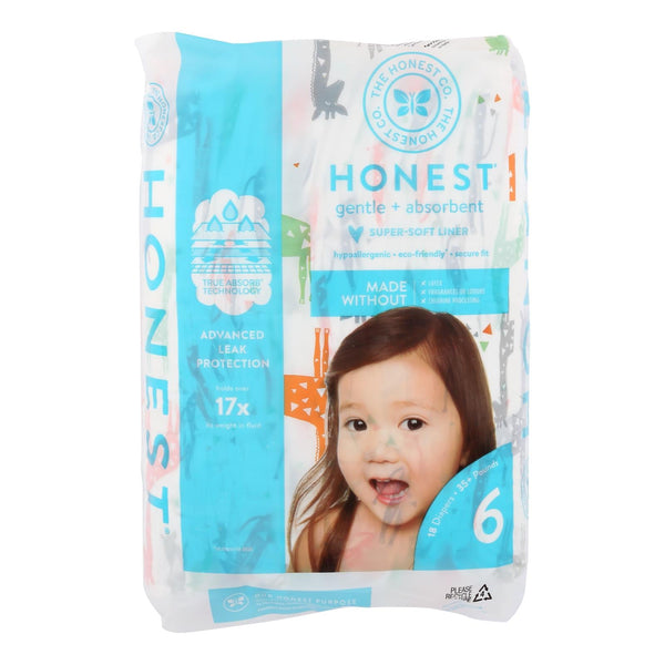 The Honest Company Giraffe Diapers, Size 6, Pack of 18 - eco-friendly baby diaper pack.