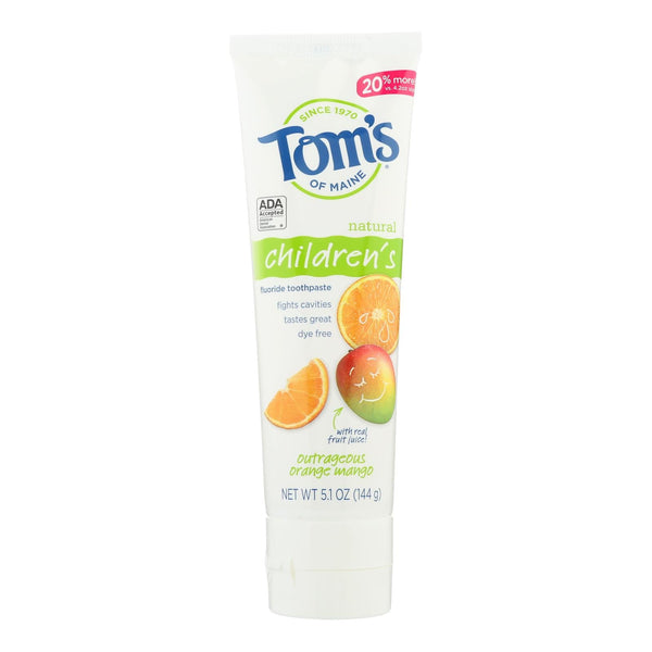 Tom's of Maine Kids Orange Mango Acai Fluoride Toothpaste, 6 Pack (5.1 Oz. Each)
