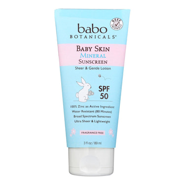Mineral Sunscreen SPF 50 for Babies by Babo Botanicals, 3 Oz. Pack