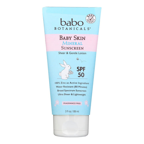 Babo Botanicals Mineral Sunscreen SPF 50 for Babies, 3 Oz. Pack - Safe sun protection for delicate skin.