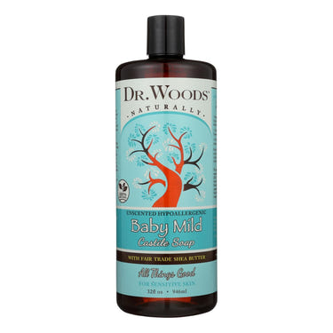 Dr. Woods Baby Mild Castile Soap with Organic Shea Butter, 32 Fl Oz - Gentle shampoo and body wash for infants.