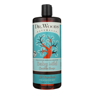 Dr. Woods Baby Mild Castile Soap - Gentle, pure shampoo & body wash for sensitive skin, 32 oz.