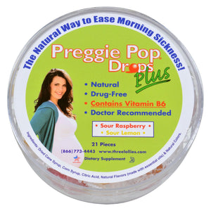 Preggie Drops Plus Morning Sickness Relief Lollies, Vitamin B6, Pack of 21