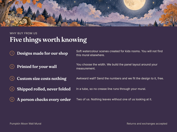 Watercolor Pumpkin Moon Halloween Wall Mural, image 10