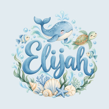 Personalised Ocean Whale Name Wall Decal, image 1