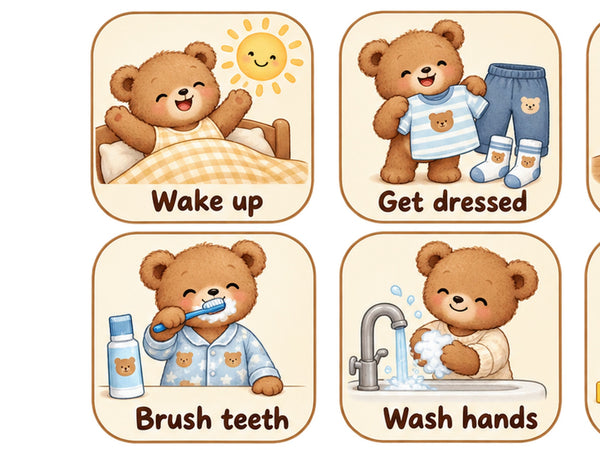 Teddy Bear Daily Routine Wall Decals, Set of 12, image 4